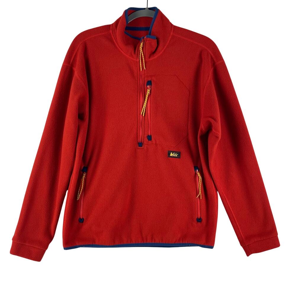 REI Co-op Mens Trailsmith Fleece Pullover SZ S Red Cascade Half Zip Polartec